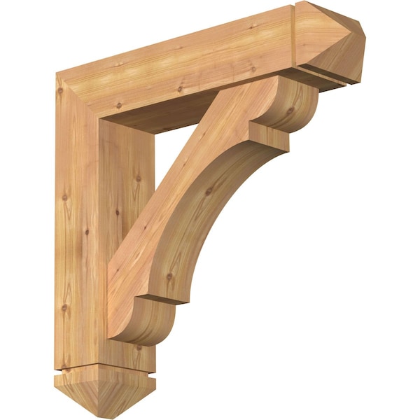 Ekena Millwork Olympic Arts and Crafts Smooth Bracket w/ Offset Brace, Western Red Cedar, 7 1/2"W x 32"D x 32"H BKT0806X32X32OLY03SWR - main